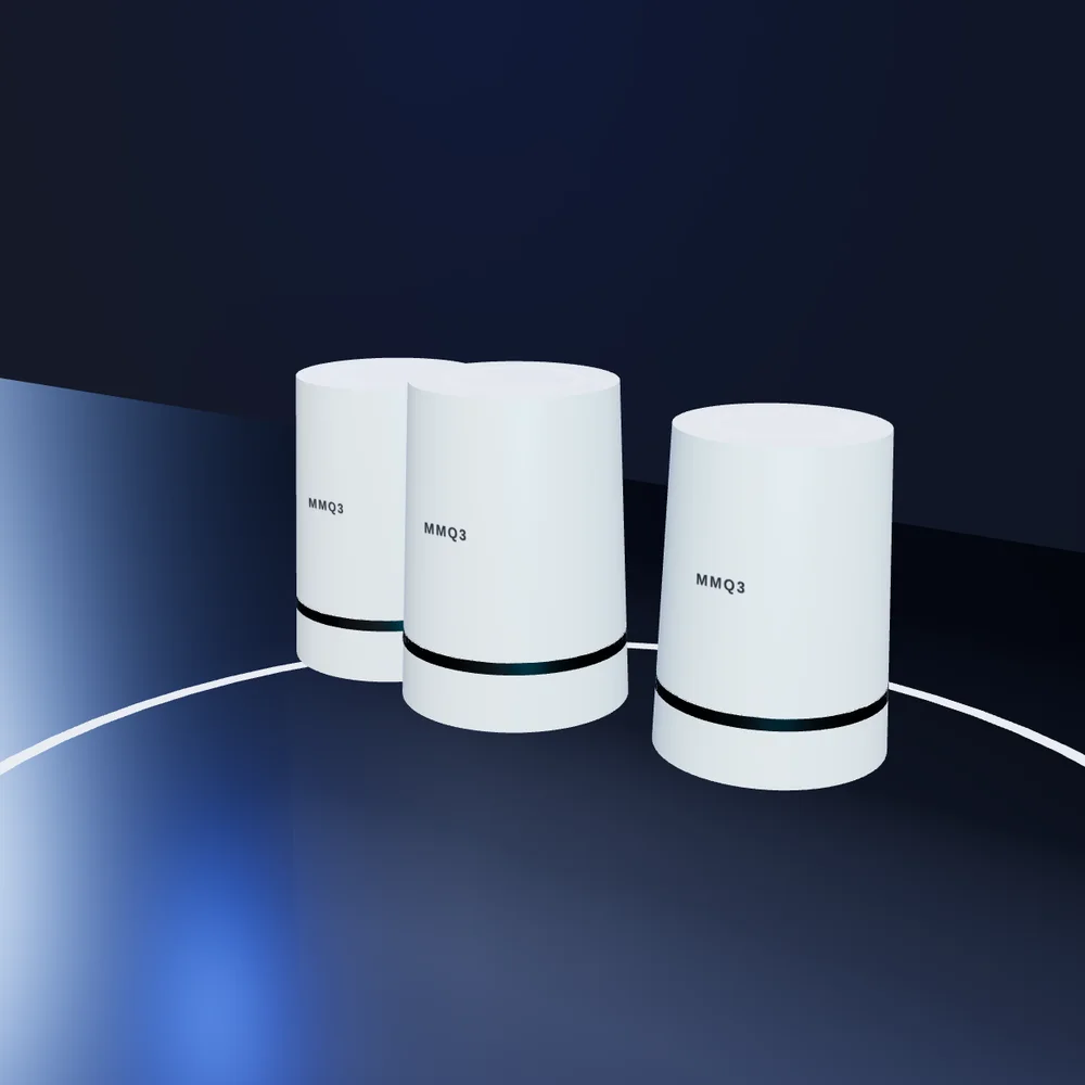 MMQ3 Mesh WiFi System in a workspace setting (MMQ3 concept render)